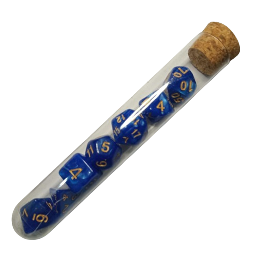 Set Pack 7 Dados De Rpg En Tubo, Varios Diseños Mitológicos