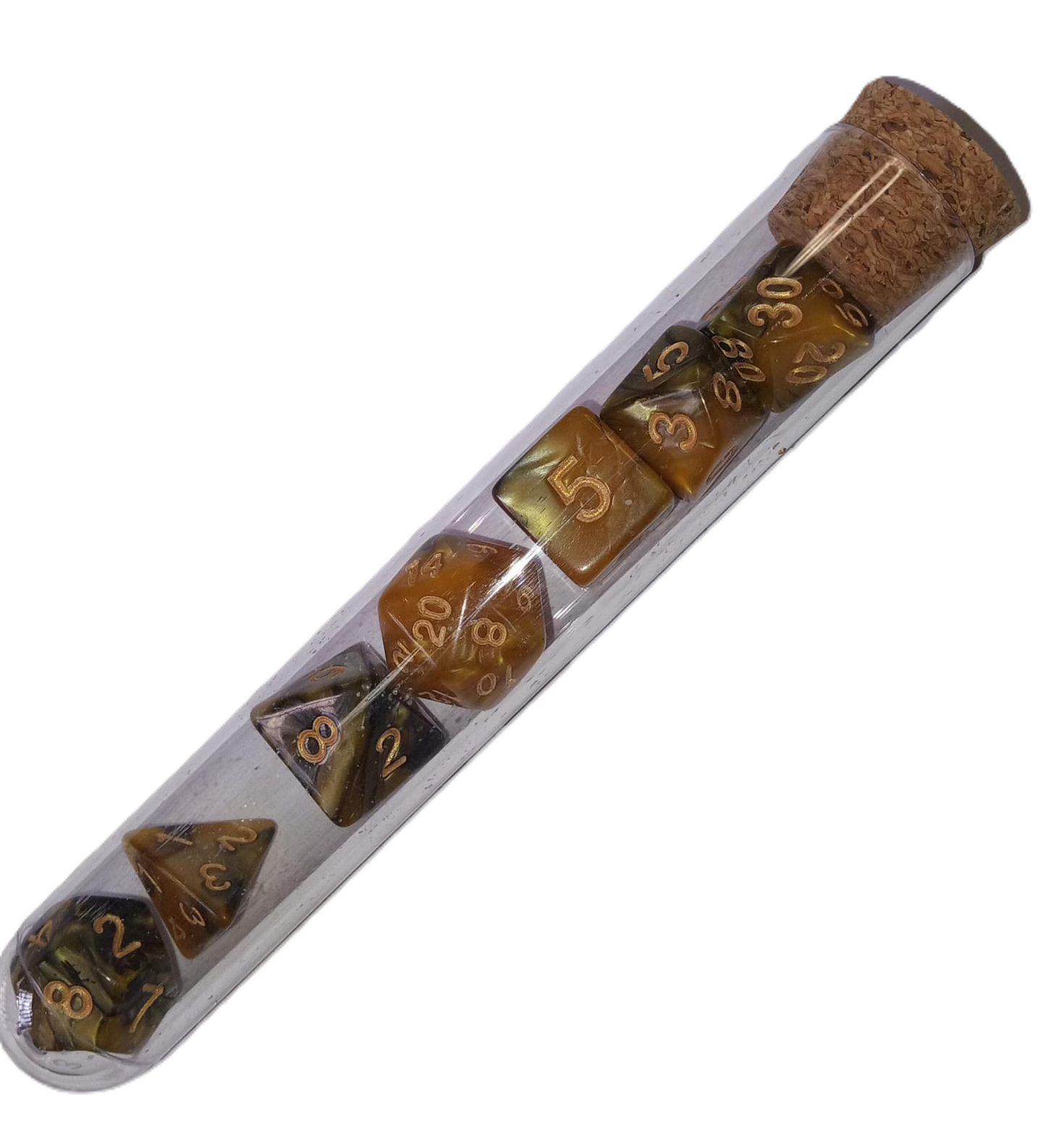 Set Pack 7 Dados De Rpg En Tubo, Varios Diseños Mitológicos