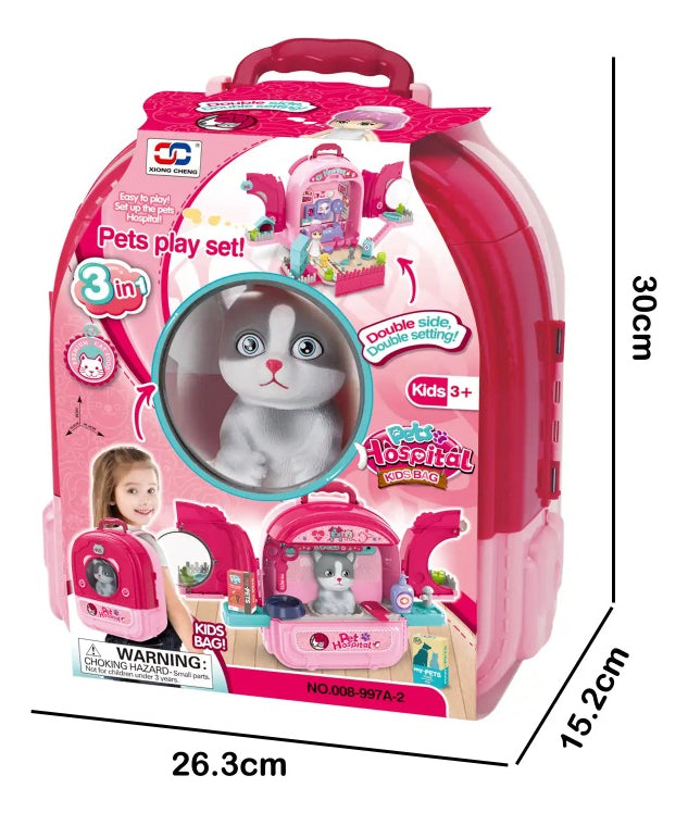 Maleta 3 En 1 Cuidados Mascota Gato Pets Hospital