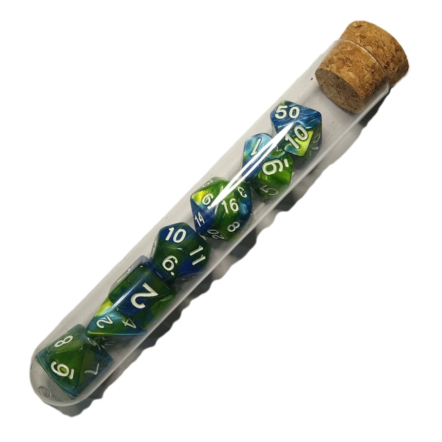 Set Pack 7 Dados De Rpg En Tubo, Varios Diseños Mitológicos