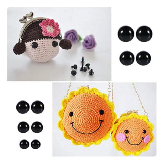 Ojos De Seguridad Amigurumi 100 Piezas Negro 8mm