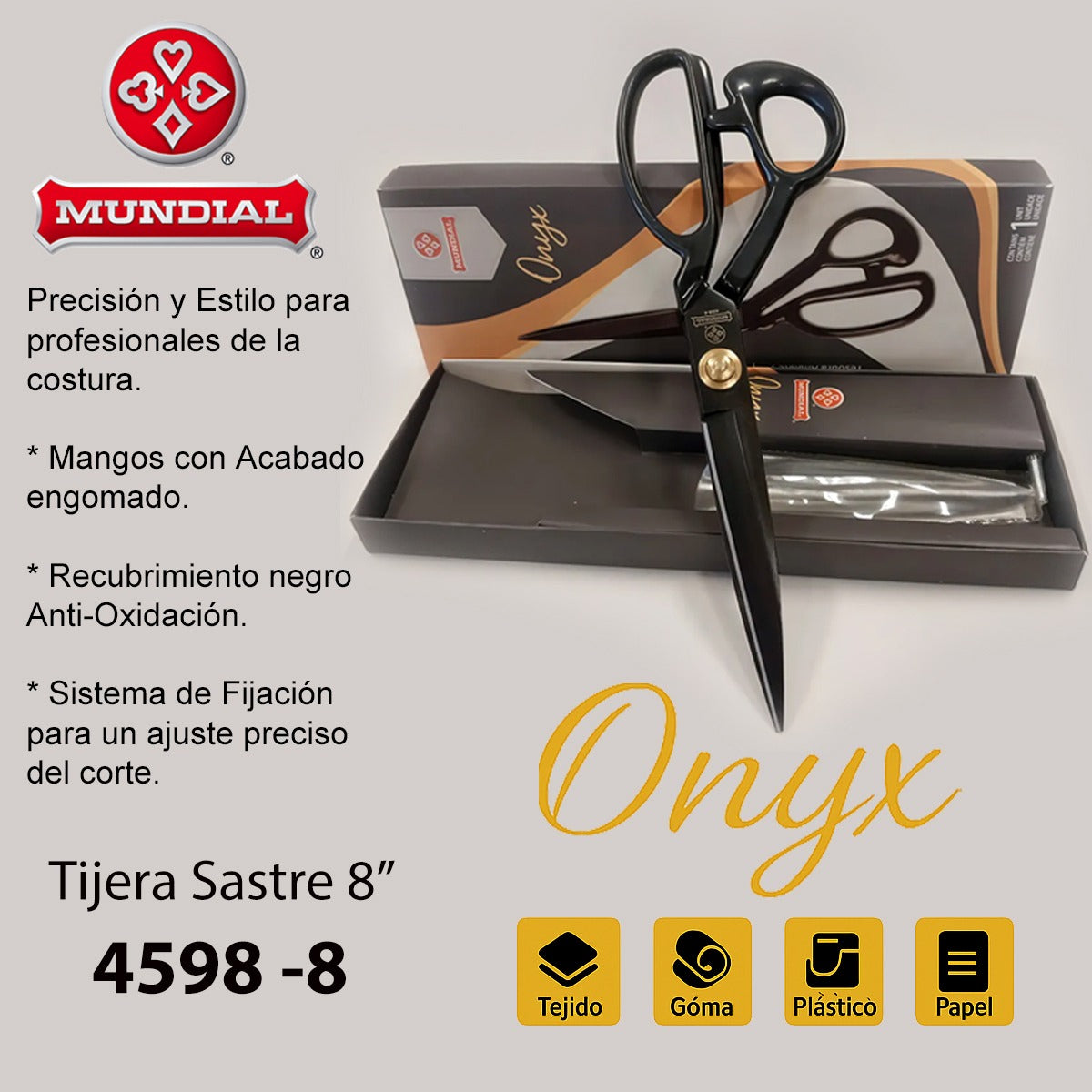 Tijera Sastre Mundial Onyx 4598-8 Negra