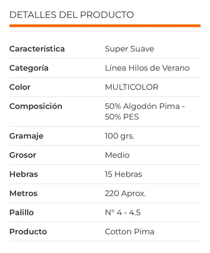 Algodón/ Cotton Pima 100grs Reginella