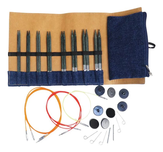 Set Palillos Intercambiables Madera Denim Knitpro