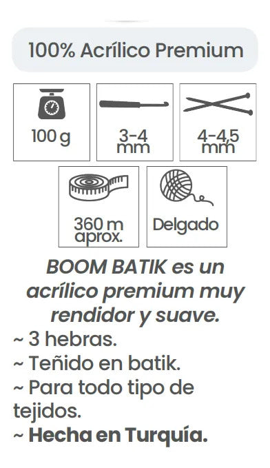 Lana Matizada Boom Batik Petunia - 100grs Antialérgica