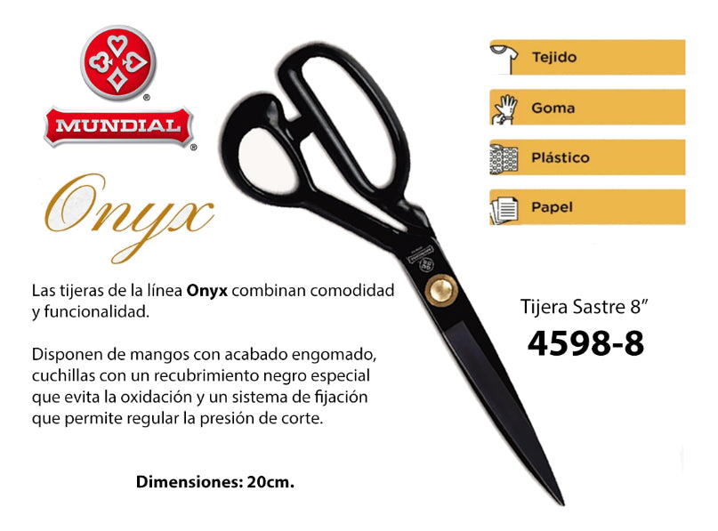 Tijera Sastre Mundial Onyx 4598-8 Negra